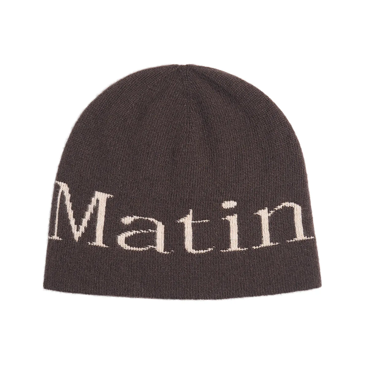 Matin Kim LOGO JACQUARD SHORT BEANIE ブラウン
